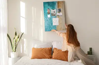 Korktafel mit Strandmotiv