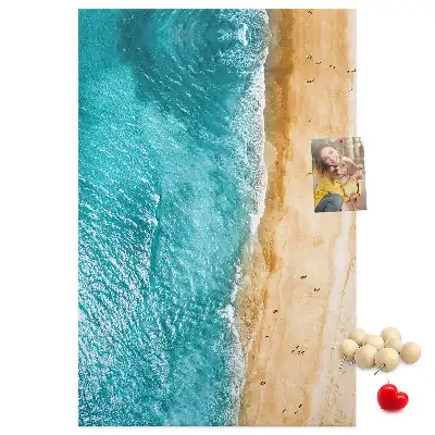 Korktafel mit Strandmotiv