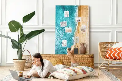 Korktafel mit Strandmotiv