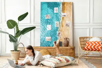 Korktafel mit Strandmotiv