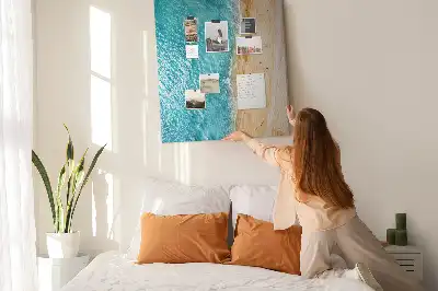 Korktafel mit Strandmotiv