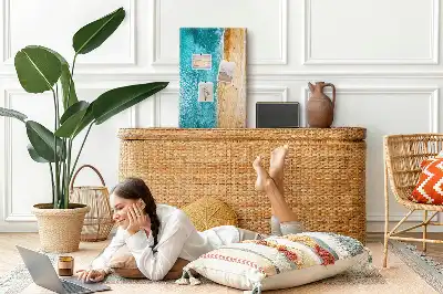 Korktafel mit Strandmotiv
