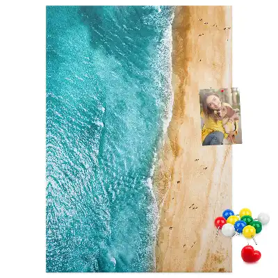 Korktafel mit Strandmotiv