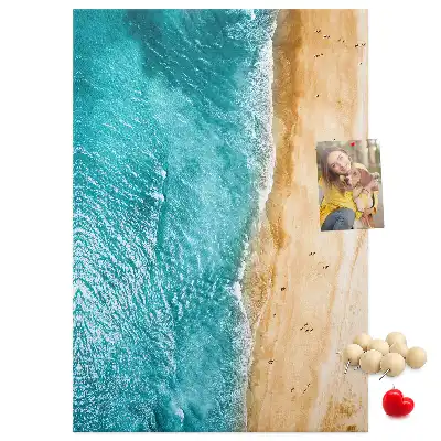 Korktafel mit Strandmotiv