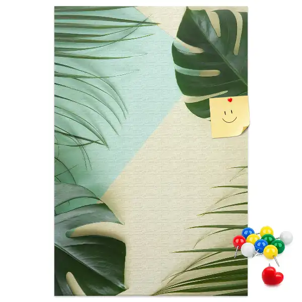Kork-Pinnwand mit tropischem Monstera-Motiv