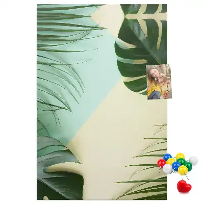 Kork-Pinnwand mit tropischem Monstera-Motiv