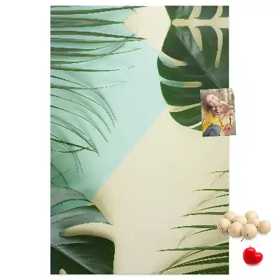 Kork-Pinnwand mit tropischem Monstera-Motiv
