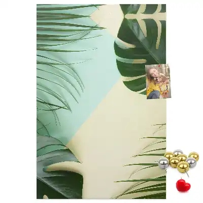 Kork-Pinnwand mit tropischem Monstera-Motiv