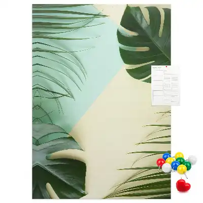 Kork-Pinnwand mit tropischem Monstera-Motiv