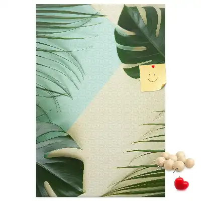 Kork-Pinnwand mit tropischem Monstera-Motiv