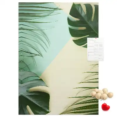 Kork-Pinnwand mit tropischem Monstera-Motiv