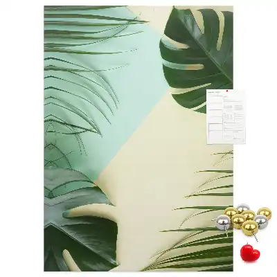 Kork-Pinnwand mit tropischem Monstera-Motiv