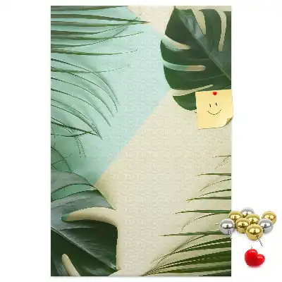 Kork-Pinnwand mit tropischem Monstera-Motiv