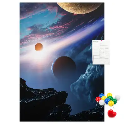 Kork-Pinnwand mit Universum- und Galaxie-Motiv