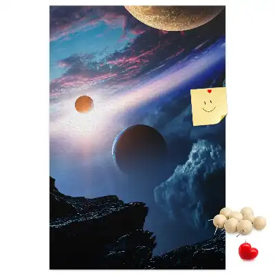 Kork-Pinnwand mit Universum- und Galaxie-Motiv