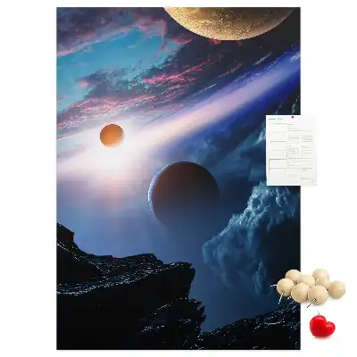 Kork-Pinnwand mit Universum- und Galaxie-Motiv