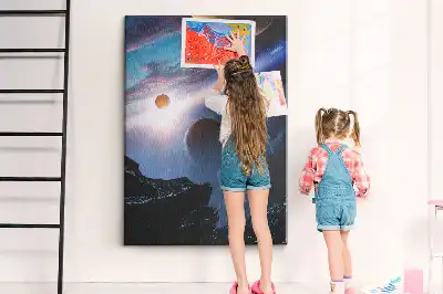 Kork-Pinnwand mit Universum- und Galaxie-Motiv