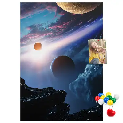 Kork-Pinnwand mit Universum- und Galaxie-Motiv