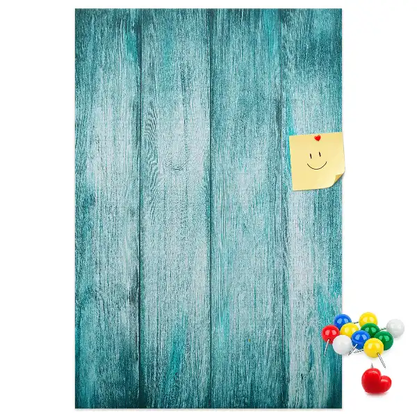 Blaue Kork-Pinnwand aus Holz