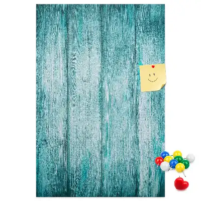 Blaue Kork-Pinnwand aus Holz