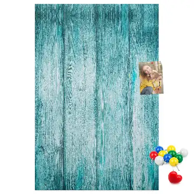 Blaue Kork-Pinnwand aus Holz