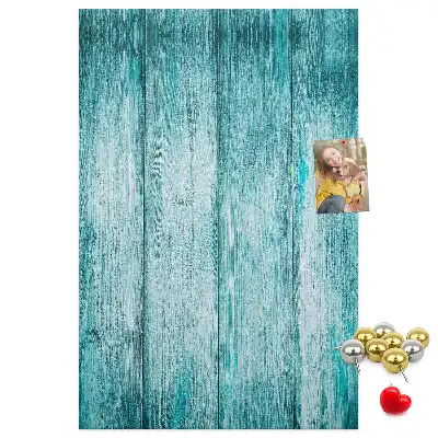 Blaue Kork-Pinnwand aus Holz