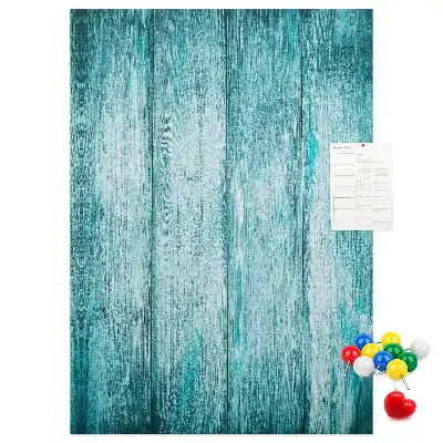 Blaue Kork-Pinnwand aus Holz