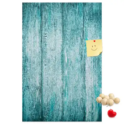 Blaue Kork-Pinnwand aus Holz