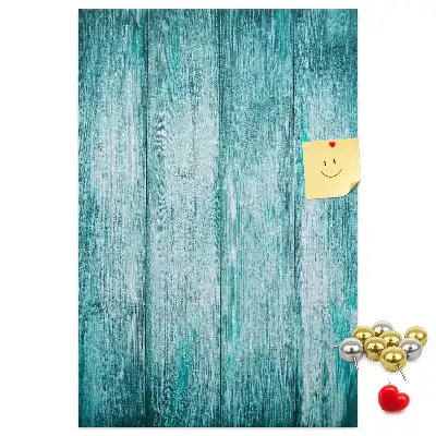 Blaue Kork-Pinnwand aus Holz