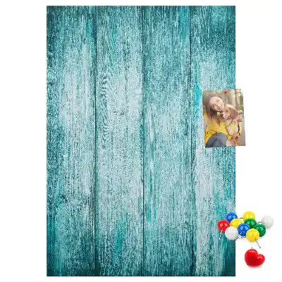 Blaue Kork-Pinnwand aus Holz