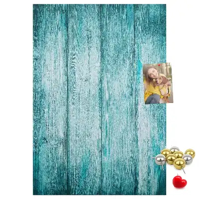 Blaue Kork-Pinnwand aus Holz