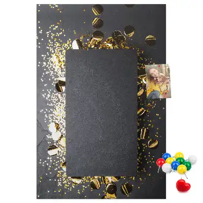 Korktafel mit goldenem Konfetti-Motiv