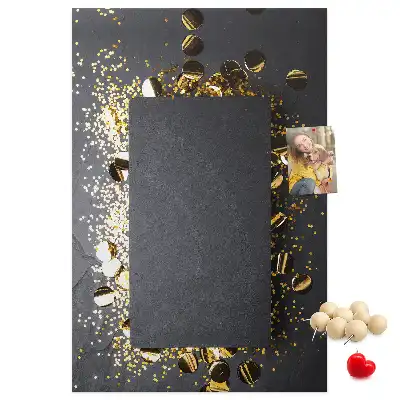 Korktafel mit goldenem Konfetti-Motiv