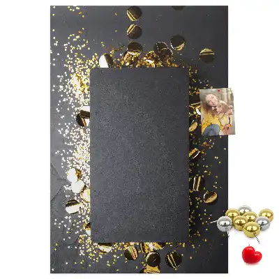Korktafel mit goldenem Konfetti-Motiv