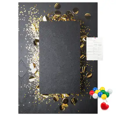Korktafel mit goldenem Konfetti-Motiv