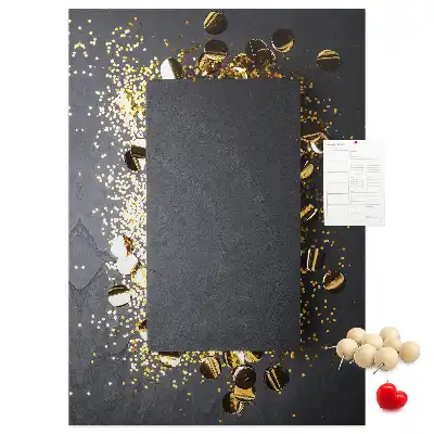 Korktafel mit goldenem Konfetti-Motiv