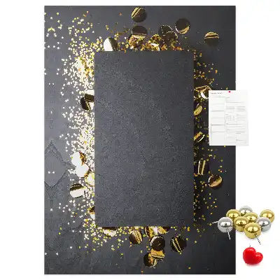 Korktafel mit goldenem Konfetti-Motiv