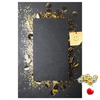 Korktafel mit goldenem Konfetti-Motiv
