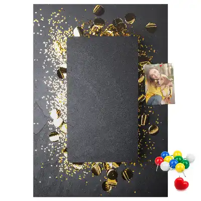 Korktafel mit goldenem Konfetti-Motiv