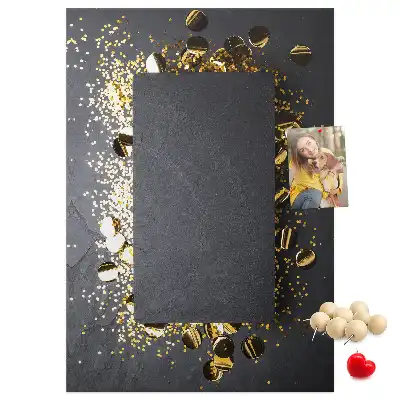 Korktafel mit goldenem Konfetti-Motiv