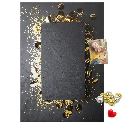 Korktafel mit goldenem Konfetti-Motiv