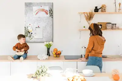 Pinnwand aus Kork mit Betonoptik und Olivenmotiv