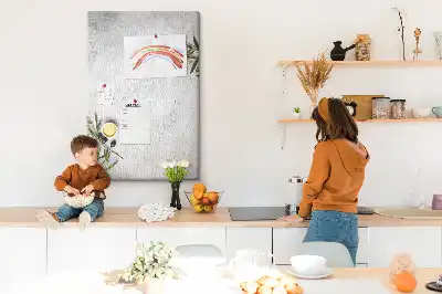 Pinnwand aus Kork mit Betonoptik und Olivenmotiv