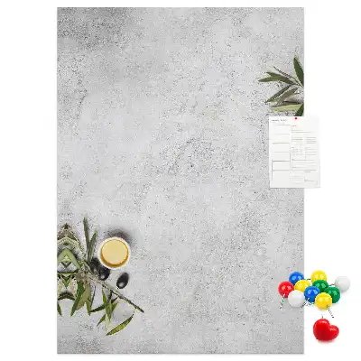 Pinnwand aus Kork mit Betonoptik und Olivenmotiv