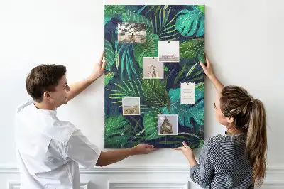 Korktafel mit Motiv exotische Blätter