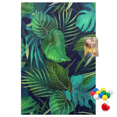Korktafel mit Motiv exotische Blätter
