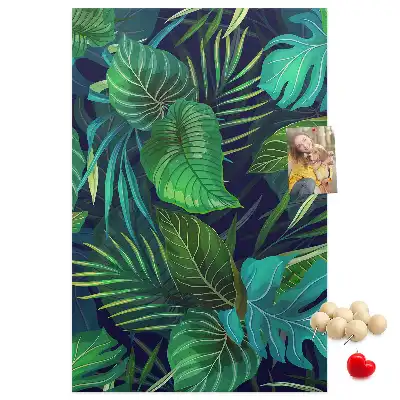 Korktafel mit Motiv exotische Blätter
