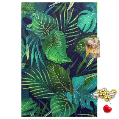 Korktafel mit Motiv exotische Blätter