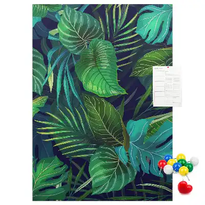 Korktafel mit Motiv exotische Blätter