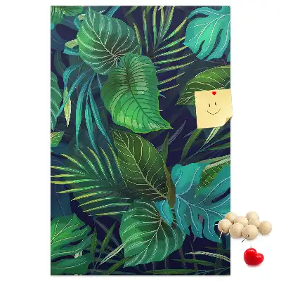 Korktafel mit Motiv exotische Blätter